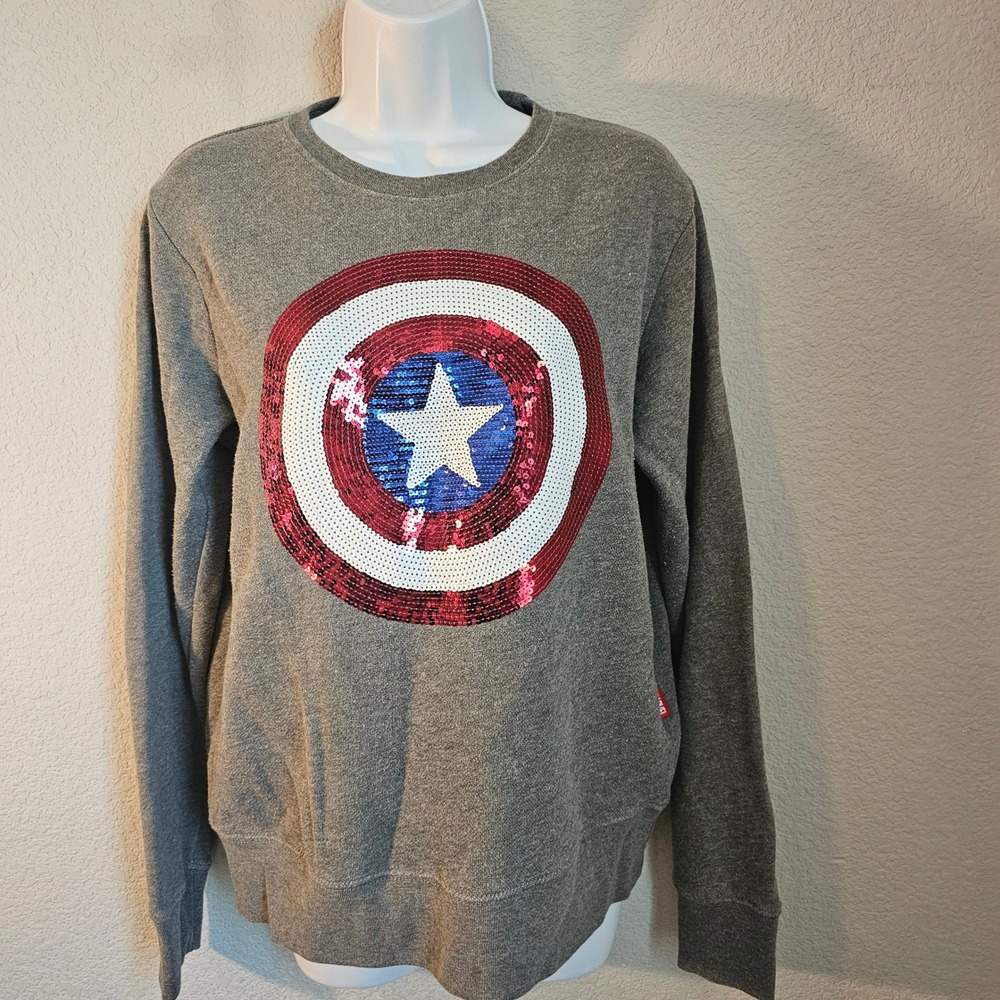 Diseny Parks Marvel Captain America shield sequins long sleeve sweatshirt